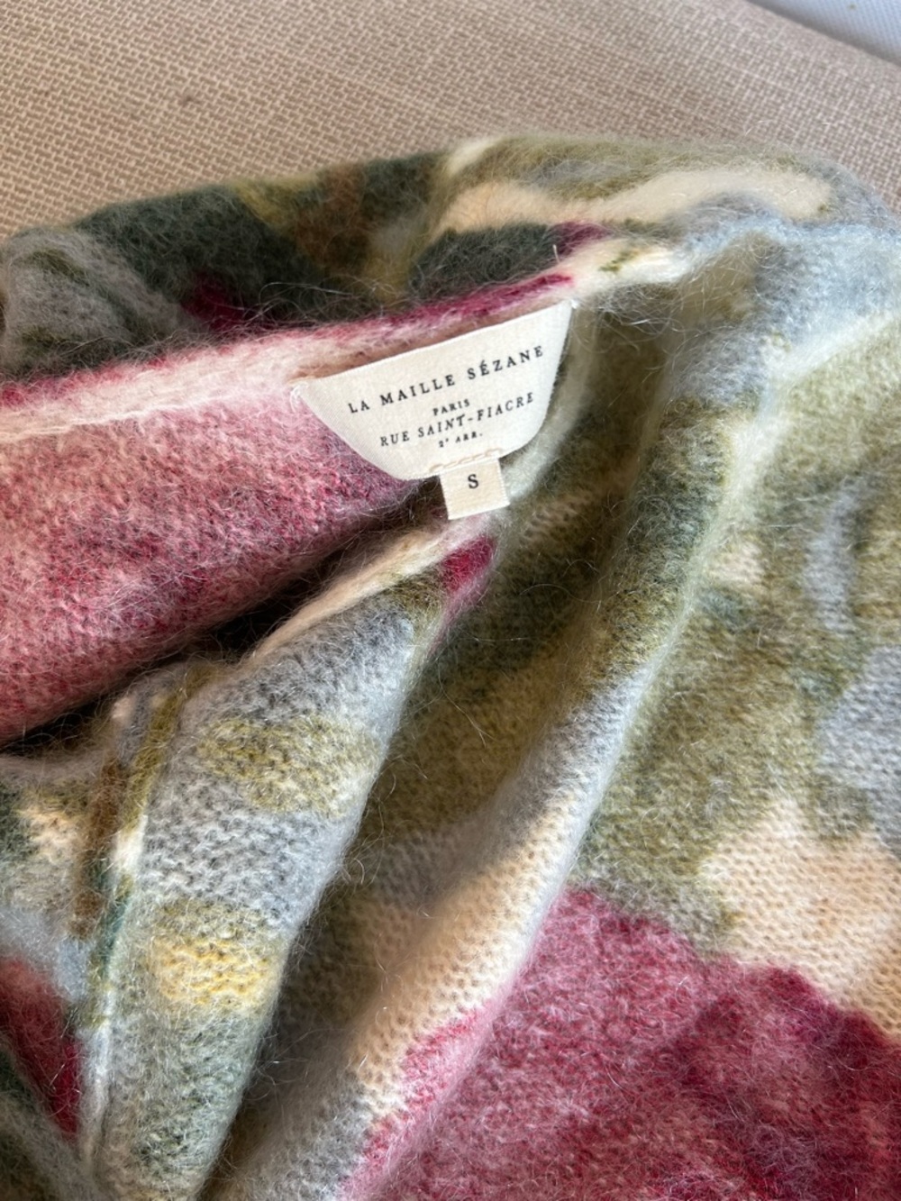 ✨ SALE✨ Sezane Alban Jumper Fleurs Velours Floral Mohair Sweater Knit French Sma - Picture 7 of 8